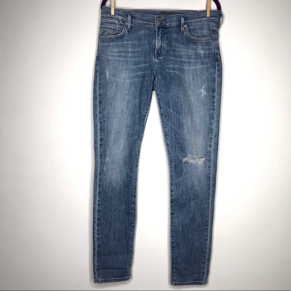 Agolde Light Wash Distressed Colette Skinny Jeans